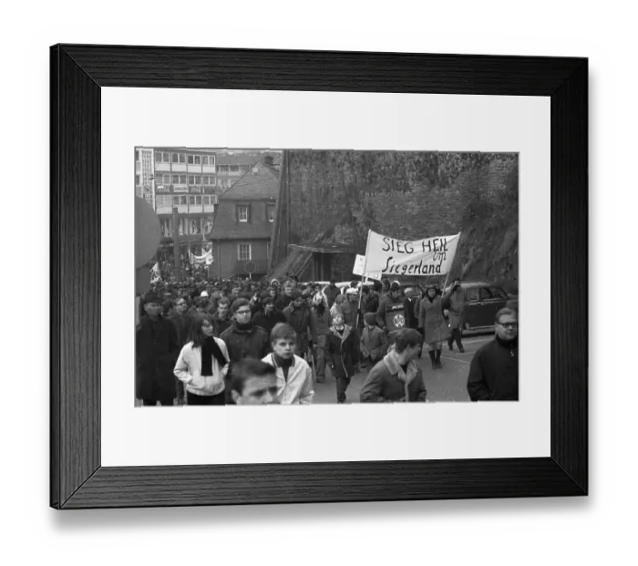 Framed Print : Several hundred demonstrators, among them many young people