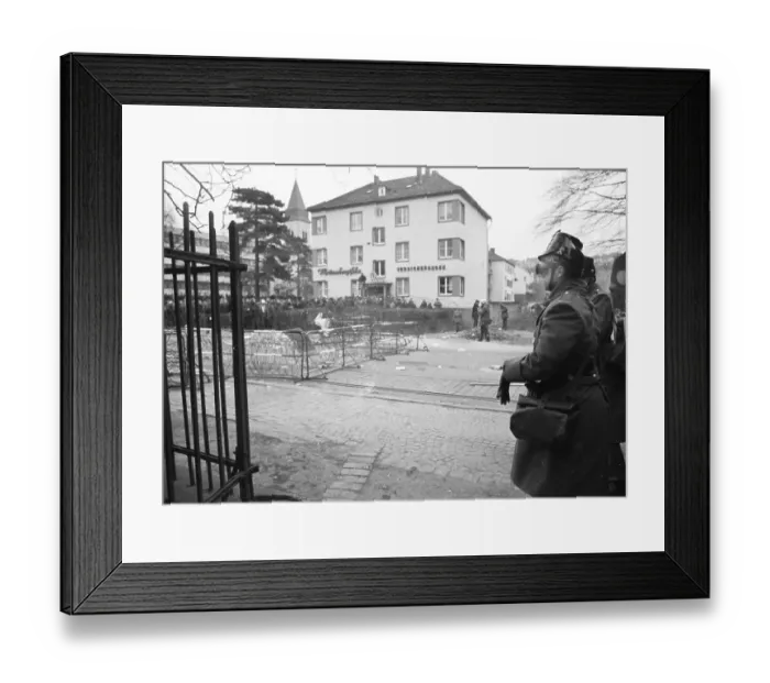 Framed Print : Several hundred demonstrators, among them many young people Framed Print : Several hundred demonstrators, among them many young people