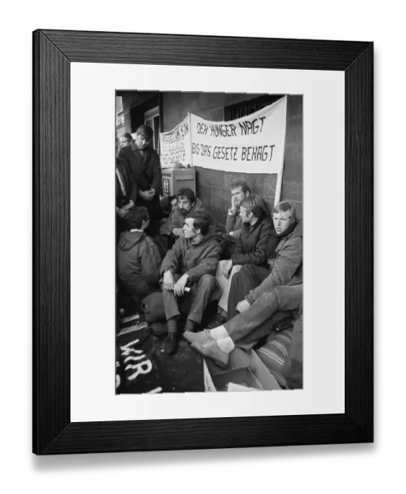 Framed Print : The hunger strike by students at the University of Applied Sciences in Dortmund in 1966 was directed against changes to