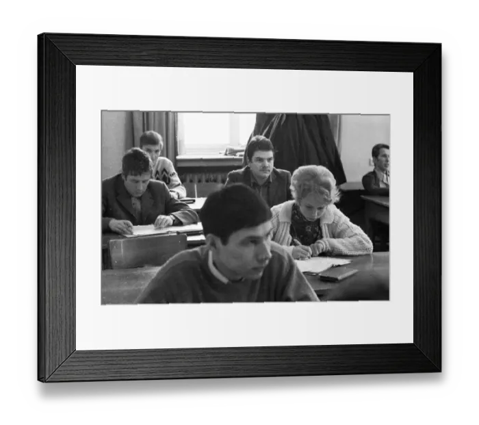 Framed Print : Theory and practice in 1965 at a vocational school in Bochum