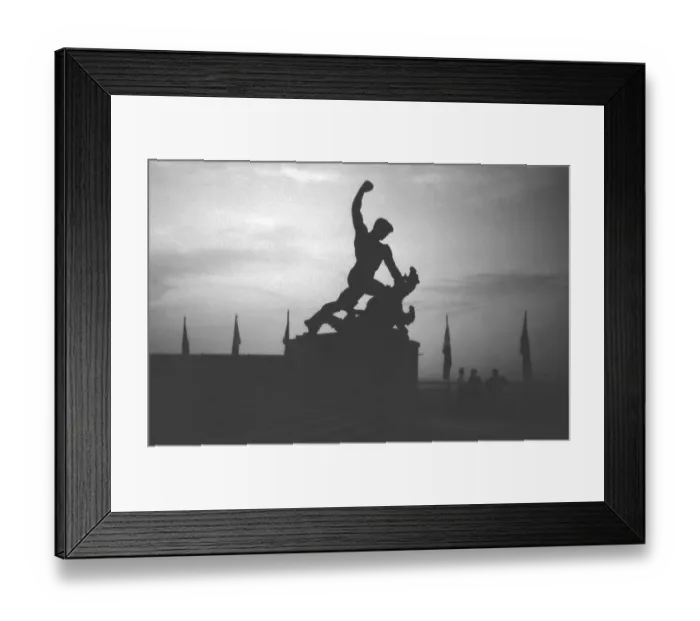 Framed Print : Statue with a man fighting against dragon Framed Print : Statue with a man fighting against dragon