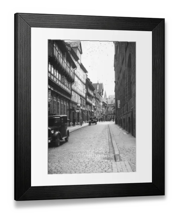 Framed Print : Street with cars, oldtimer, 1930s