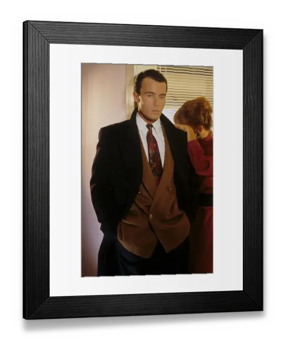 Framed Print : Couple in steit, man with evil mine