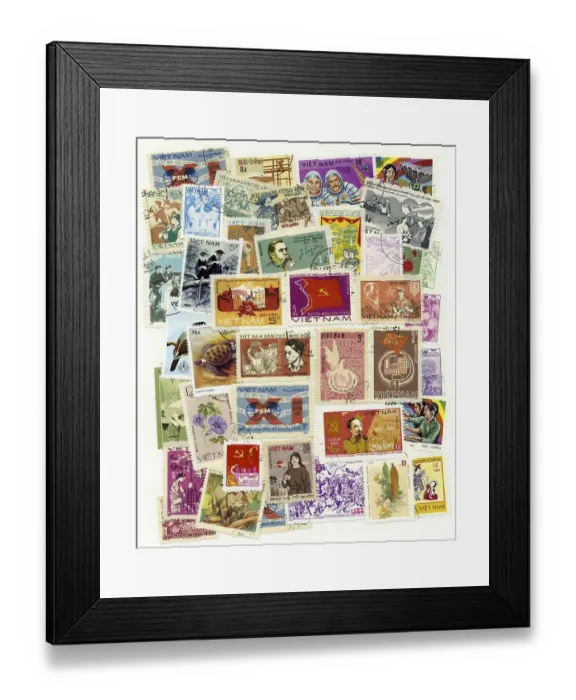 Framed Print : Historical stamps from Vietnam, Southeast Asia