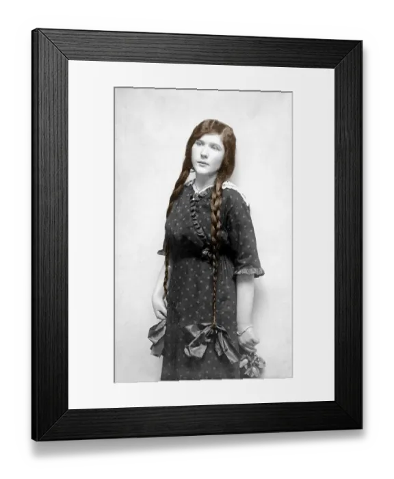 Framed Print : Fashion, woman with long pigtails Framed Print : Fashion, woman with long pigtails