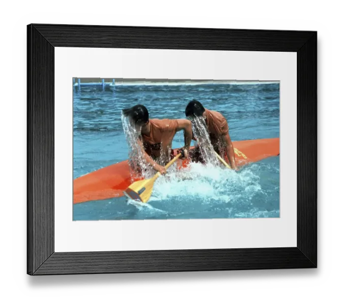 Framed Print : Two wet paddlers in a kayak ca Framed Print : Two wet paddlers in a kayak ca
