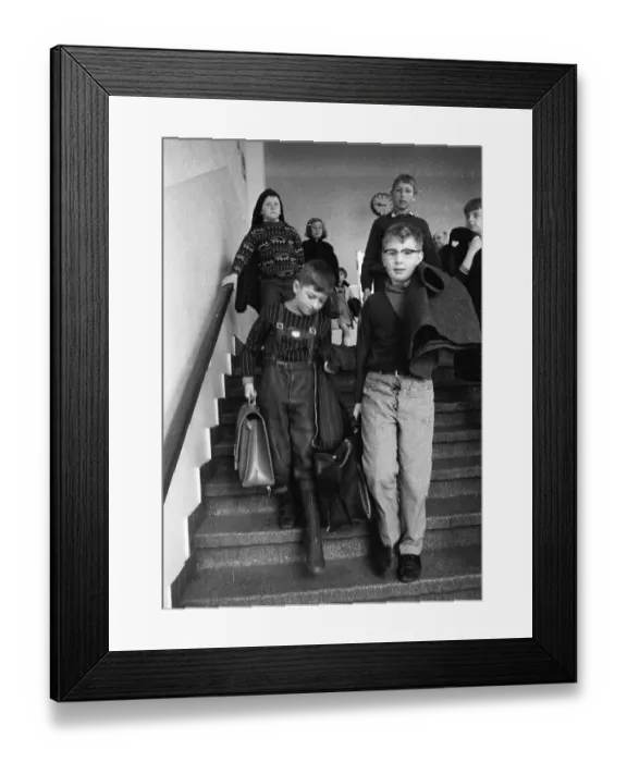 Framed Print : Pupil and teacher in a secondary school in Bochum in 1965