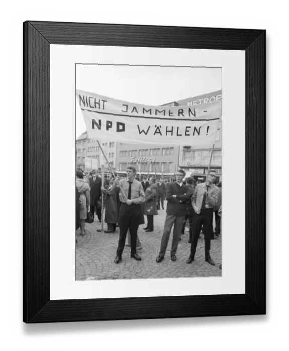 Framed Print : An expellees rally on 30 May 1970 in Bonn with the NPD