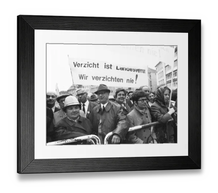 Framed Print : An expellees rally on 30 May 1970 in Bonn with the NPD