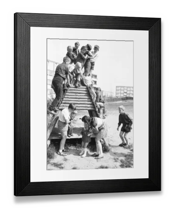 Framed Print : Children's playground in the Dortmund district of Scharnhorst on 4