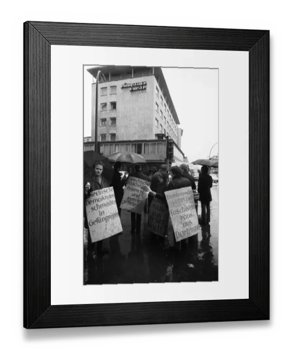 Framed Print : Protest action by young people from Dortmund on 25