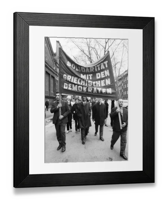 Framed Print : A demonstration with folklore elements in Duesseldorf on 25