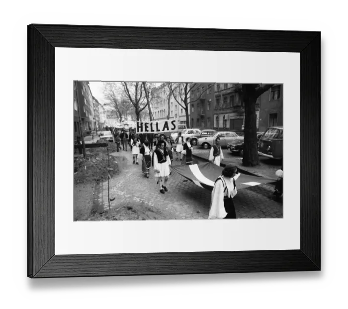 Framed Print : A demonstration with folklore elements in Duesseldorf on 25