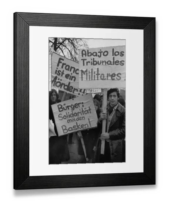 Framed Print : Spanish guest workers, mainly from the Basque Country