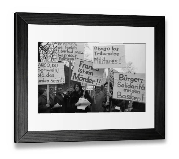 Framed Print : Spanish guest workers, mainly from the Basque Country