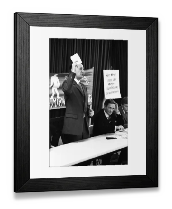 Framed Print : This meeting of affected tenants took a stand against usury in Duesseldorf