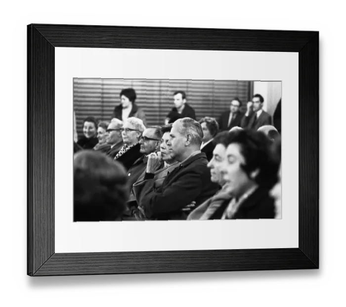 Framed Print : This meeting of affected tenants took a stand against usury in Duesseldorf Framed Print : This meeting of affected tenants took a stand against usury in Duesseldorf