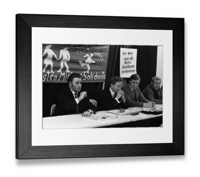 Framed Print : This meeting of affected tenants took a stand against usury in Duesseldorf Framed Print : This meeting of affected tenants took a stand against usury in Duesseldorf