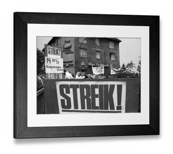 Framed Print : The Ruhr Action against the Emergency Laws in 1968 turned against the emergency legislation with numerous local actions