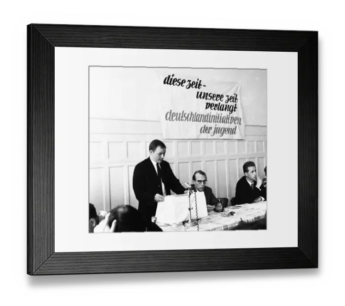 Framed Print : Police action against communists in front of the founding of the German Communist Party (DKP) at a communist meeting ca