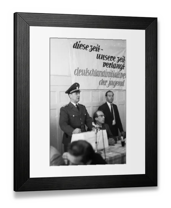 Framed Print : Police action against communists prior to the founding of the German Communist Party (DKP) at a communist meeting ca