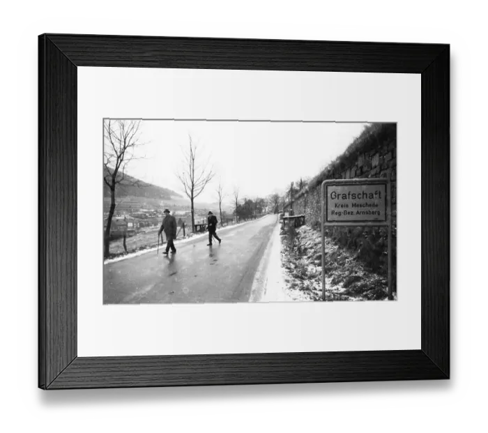 Framed Print : The village of Grafschaft in the winter of 1966 in the district of Meschede near Arnsberg in Hochsauerland
