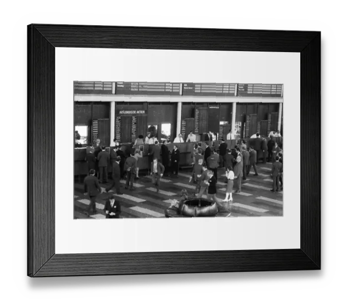 Framed Print : Hectic activity, here at the Rheinisch-Westfaelische Boerse in 1966