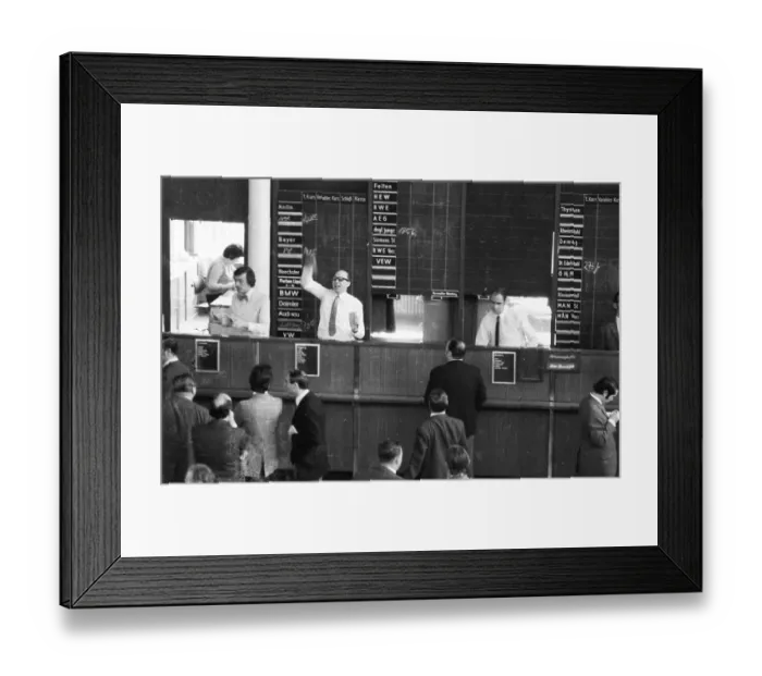 Framed Print : Hectic activity, here at the Rheinisch-Westfaelische Boerse in 1966
