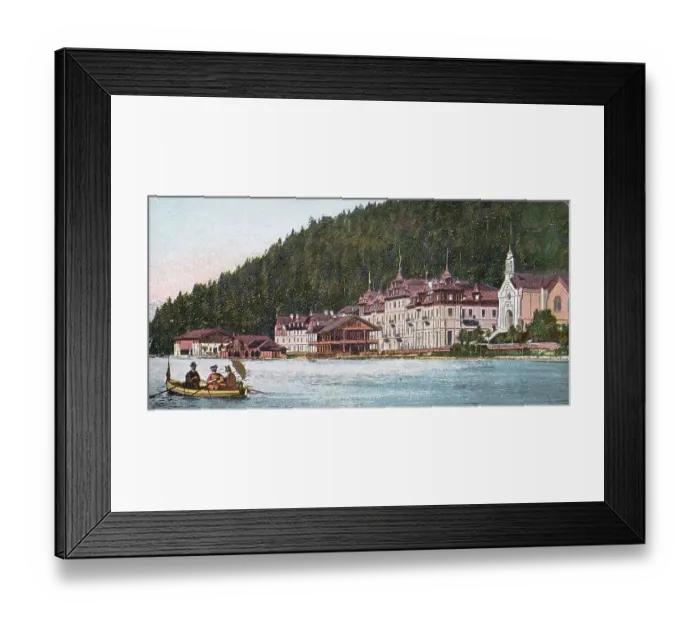 Framed Print : Historic postcard about 1900 Hotel Scholastika on the Achensee Tyrolia Austria