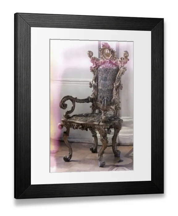 Framed Print : Historical Old Royal Chair, possibly a throne chair