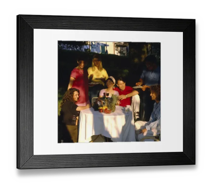 Framed Print : Garden party, food and drink, richly laid table