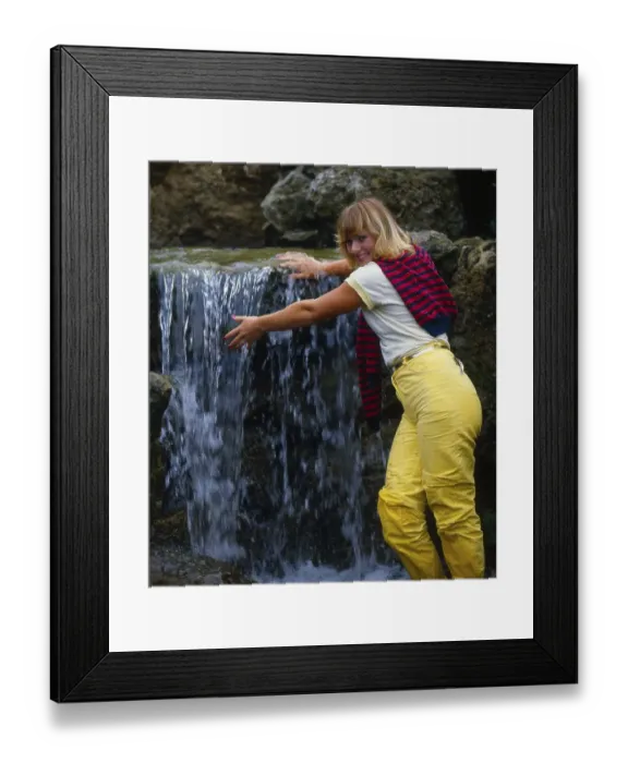 Framed Print : Girl at the waterfall