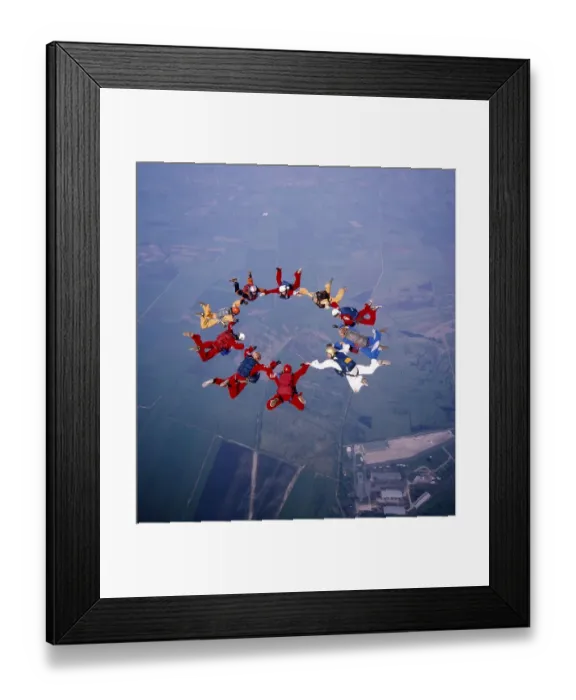 Framed Print : Skydiving Group