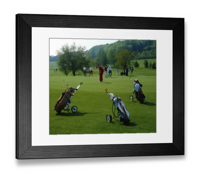 Framed Print : Golf bag with club tee and balls, golf bag