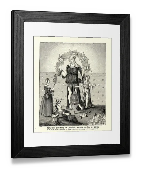 Framed Print : Allegorical representation of astrology surrounded by the three parzen
