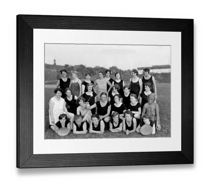 Framed Print : Women's group, gymnastics with drums Framed Print : Women's group, gymnastics with drums