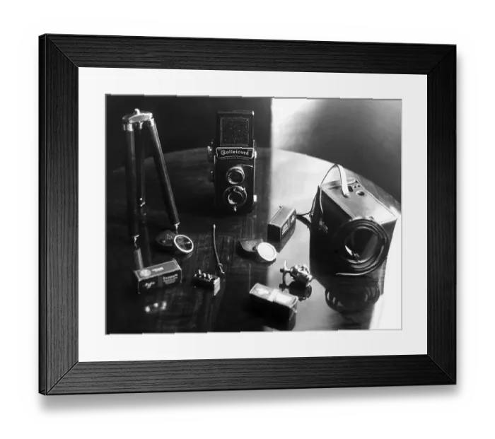 Framed Print : Equipment of a photographer, old Rolleicord