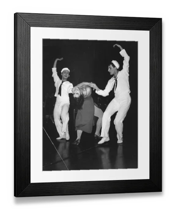 Framed Print : Two sailors dancing with woman in evening gown Framed Print : Two sailors dancing with woman in evening gown