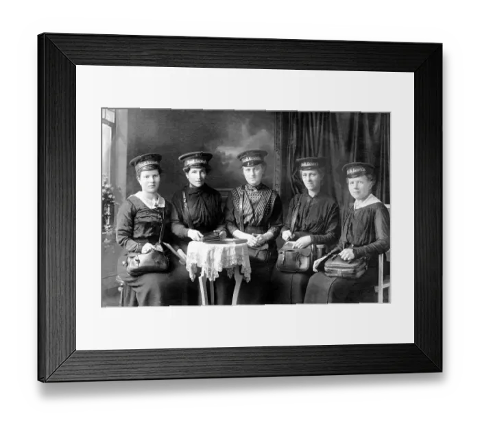 Framed Print : Women in uniform of an urban gasworks