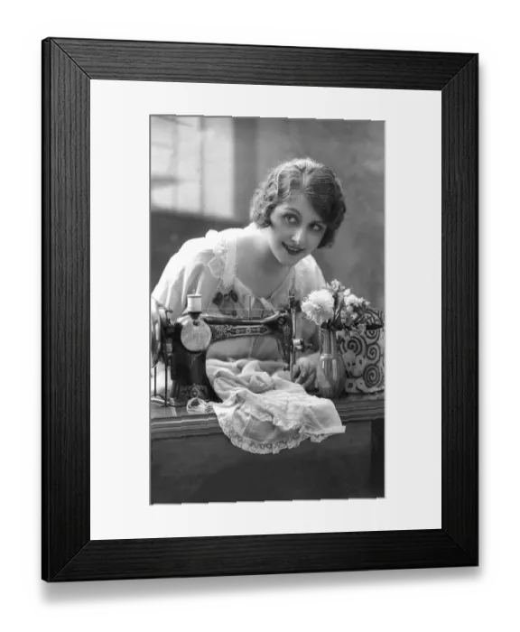 Framed Print : Tailor with sewing machine, 1910s, Germany, Europe