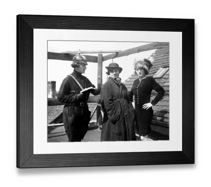 Framed Print : Three woman, woman playing a policewoman