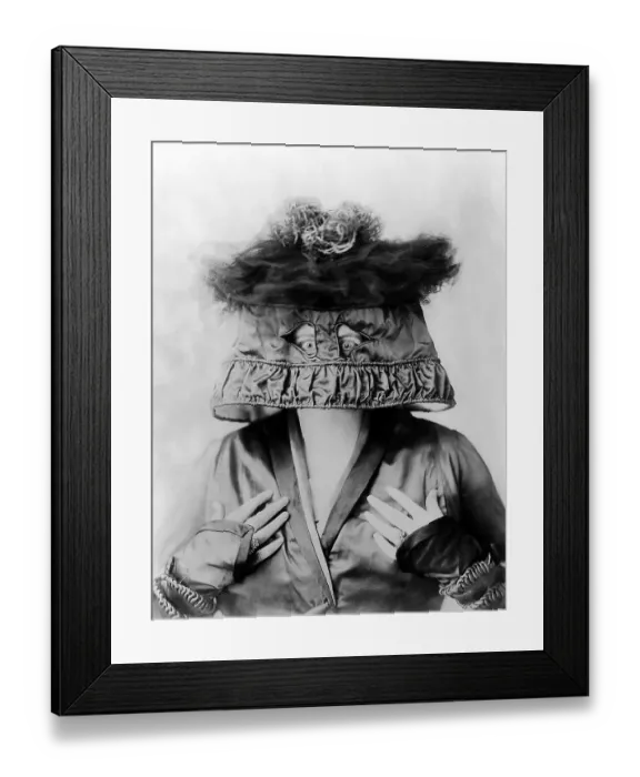 Framed Print : Woman with lampshade on her head