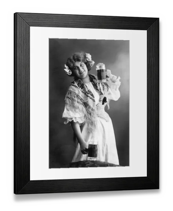 Framed Print : Woman with two beer mugs, 1910s, Germany, Europe