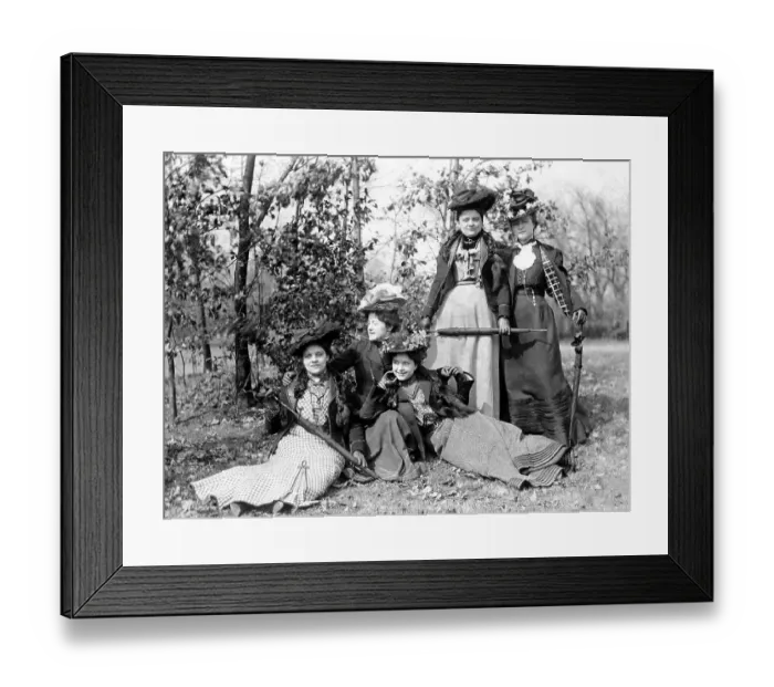 Framed Print : Fashion, five women in fancy costumes Framed Print : Fashion, five women in fancy costumes