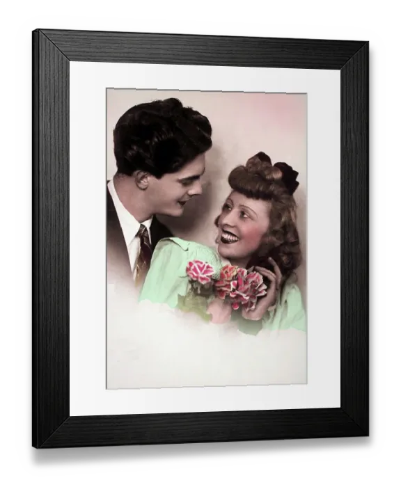 Framed Print : Flirt, woman smiles at a man, 1920s
