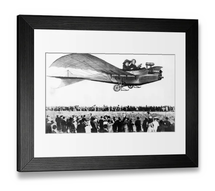 Framed Print : Couple, man and woman are sitting in a plane dummy