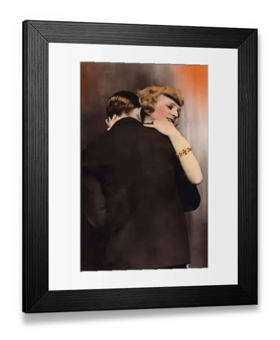 Framed Print : Kissing couple, man hugs and kisses lover on the shoulder Framed Print : Kissing couple, man hugs and kisses lover on the shoulder