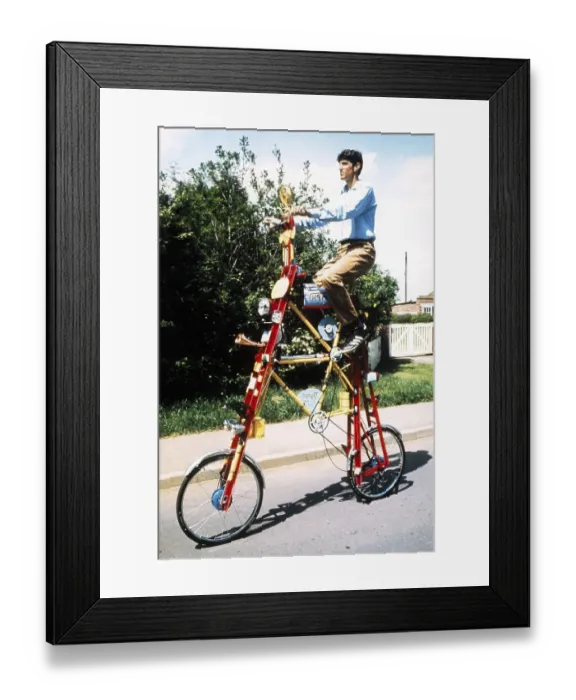 Framed Print : Man on a curious bicycle, England, Great Britain