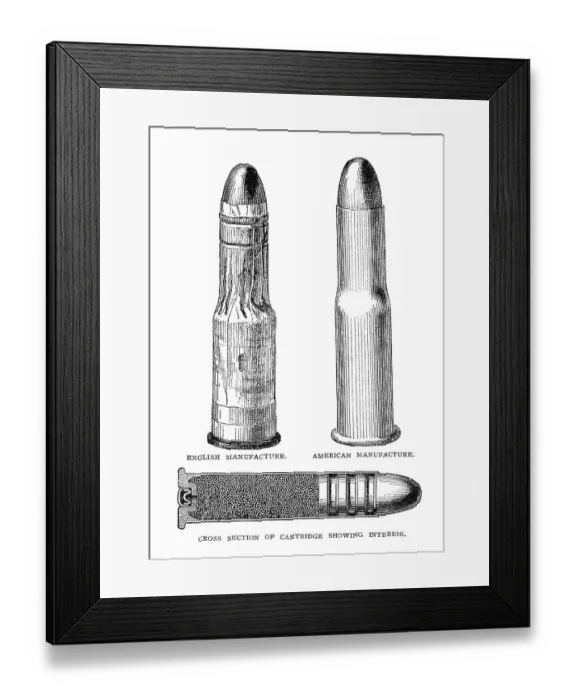 Framed Print : American and english cartridges compared