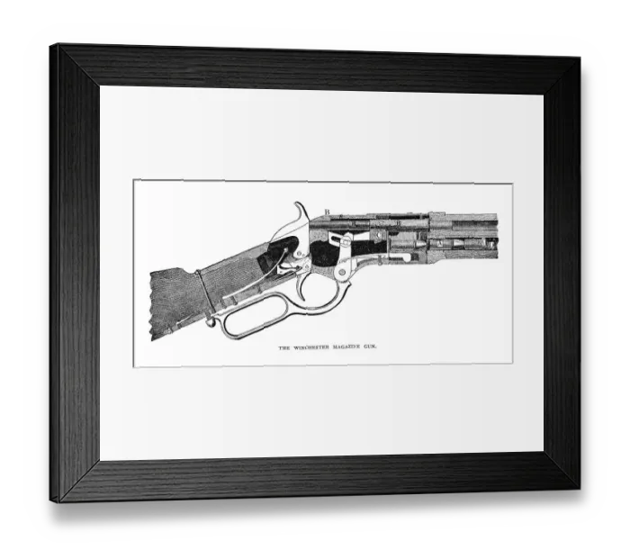 Framed Print : The Winchester magazine gun. Originally published in January 1880 in Scribners Monthly Magazine Framed Print : The Winchester magazine gun. Originally published in January 1880 in Scribners Monthly Magazine